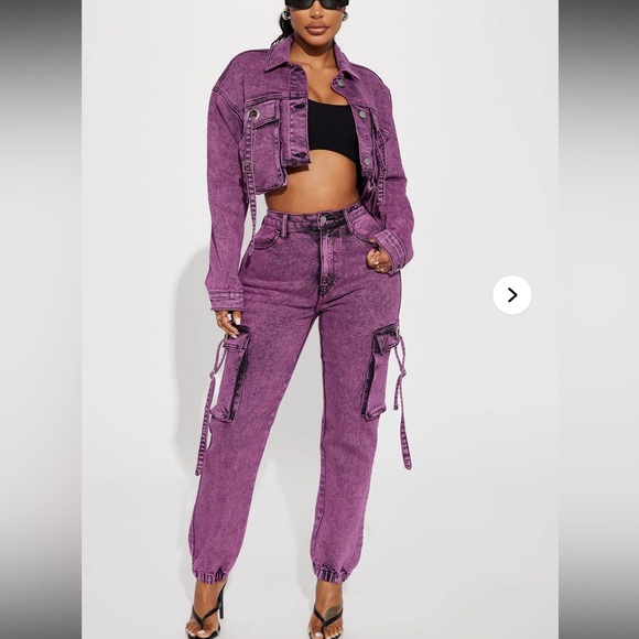 Fashion Nova What A Sight Cargo Denim Set - Picture 1 of 5